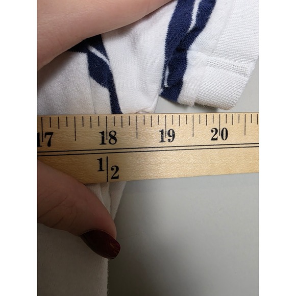 American Eagle Mens XL Vtg Fit Eagle Polo Shirt White Navy Blue Striped Cotton - Picture 7 of 7